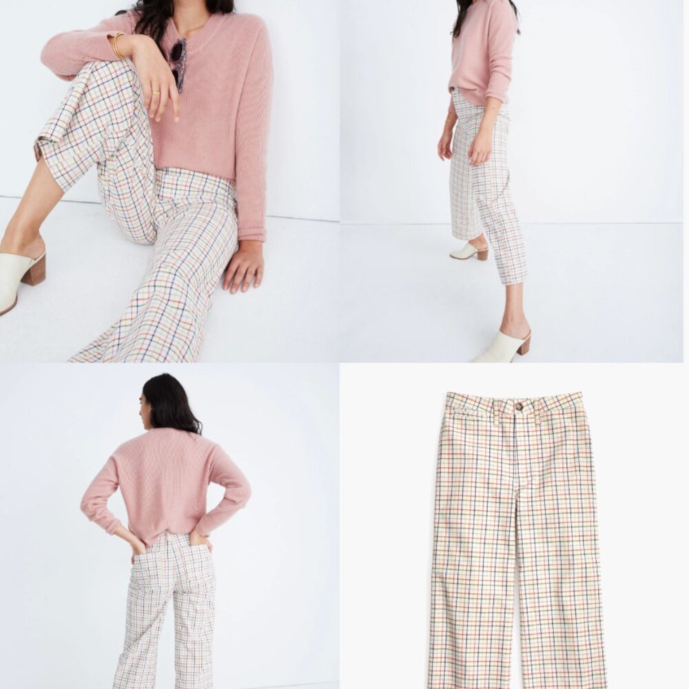Emmett Wide-Leg Crop Pants in Rainbow Windowpane